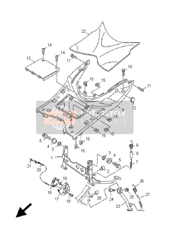 Yamaha XC125E VITY VITY 2009 In Piedi & Poggiapiedi per un 2009 Yamaha XC125E VITY VITY